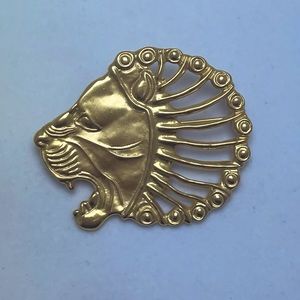 Vintage 1991 Metropolitan Museum of Art Persian 24K Gold Plated Lion Pin Pendant